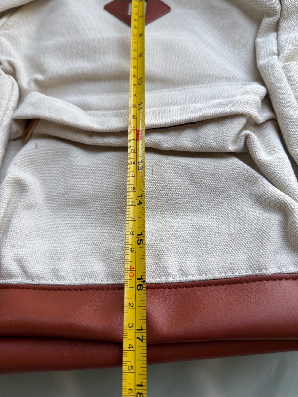 NWT Canvas Backpack in Cream with Brown Trim - Casual Everyday Bag - Picture 11 of 12